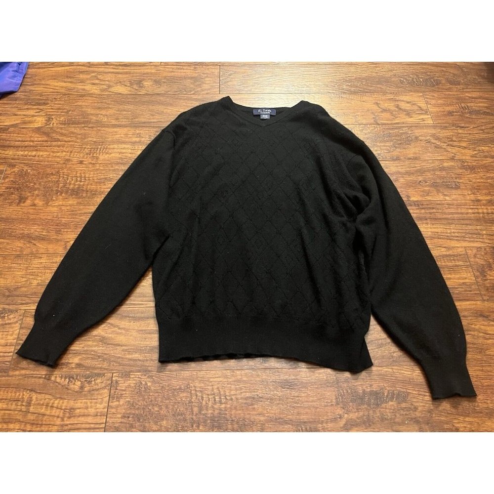 El Daws Large black Argyle Knit Crewneck Sweater
